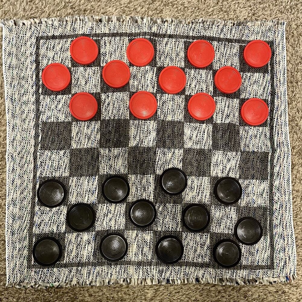 Cracker Barrel Tablecloth Checkers & Tic Tac Toe Set Oversized Game
